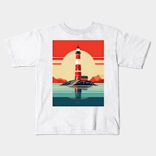 Vintage Sunset Sentinel Lighthouse Kids T-Shirt